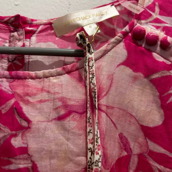 NWT Pink Loveshackfancy Floral Cotton Silk Teyana Mini Dress Holiday Sun Fuschia - Image 8