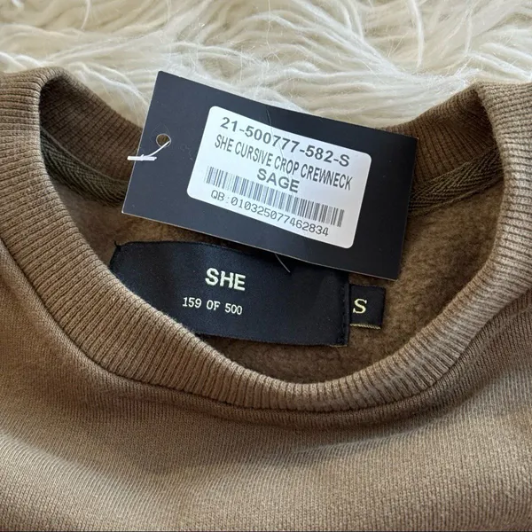 Wolves Darc Sport SHE Cursive Crop Crewneck Sage Size Small - Image 9