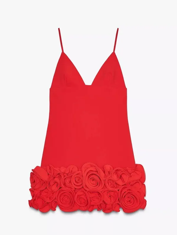 Zara Red Floral Hem mini Dress evening date party cocktail wedding - Image 8