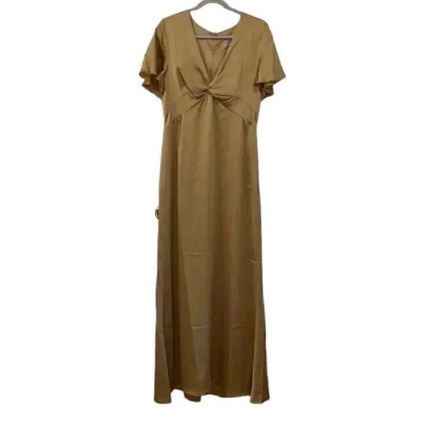 Show Me Your MUMU Tan Silky Gown/ Dress(Size Large) - Image 7