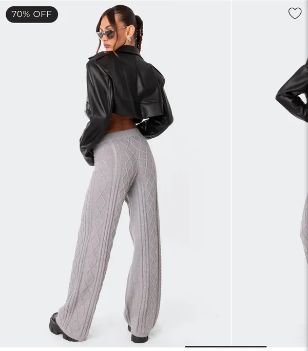 Edikted Cable Knit Pants - Image 2