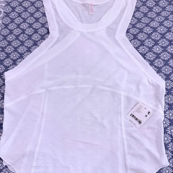 NWT Free People Movement Tempo Silver Lining White Tank size Large, Optic White - Image 8
