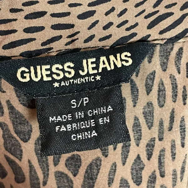 Guess Wrap Top Animal Print‎ Women Small Brown Black Leopard Sleeveless Blouse - Image 3