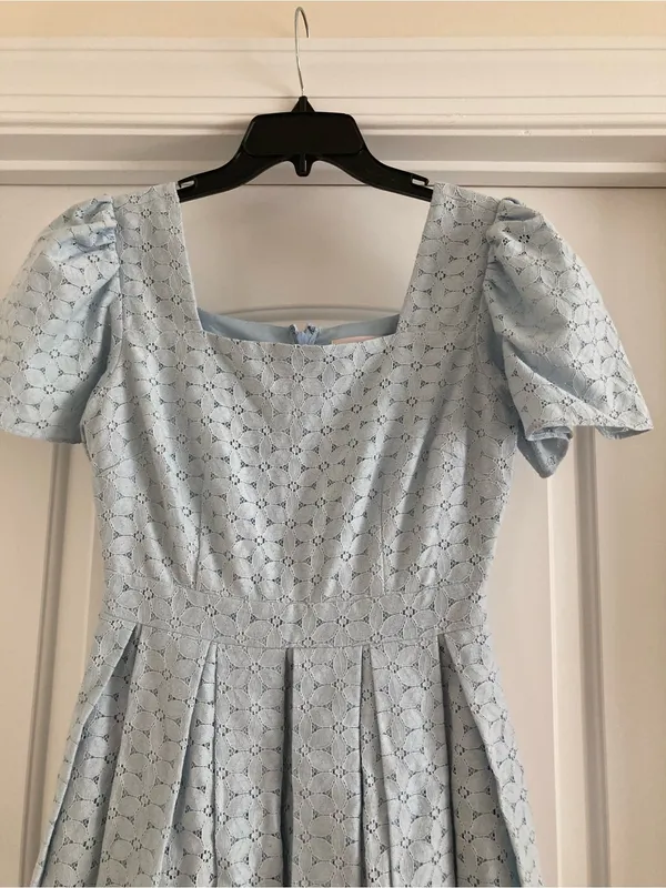 Rachel Parcell Powder Blue Eyelet Square-Neck Midi Dress - Image 6