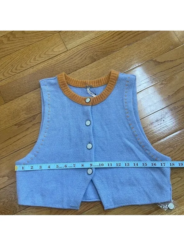 Free People Sammi Cashmere Sweater Vest Waistcoat V-neck Sz S Clueless Academia - Image 11