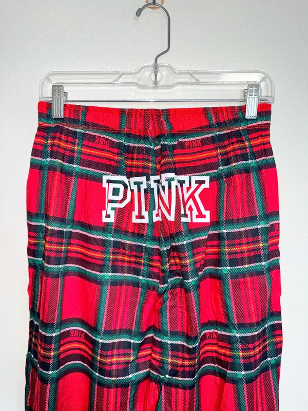 Victoria’s Secret PINK Pajama Pants Red Tartan Plaid Sleepwear - Image 7