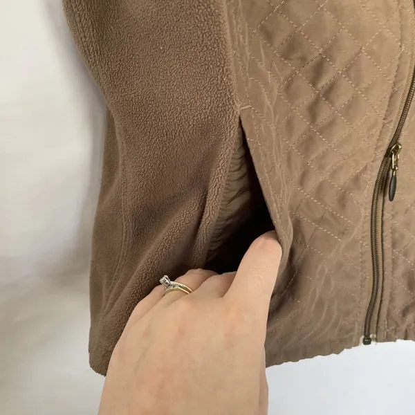 Columbia brown full zip quilted fleece women's‎ winter vest warm size S pockets - Image 3