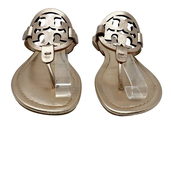 Tory Burch Miller Leather Thong Sandal Rose Gold Metallic Flat Flip Flop 6.5 - Image 2