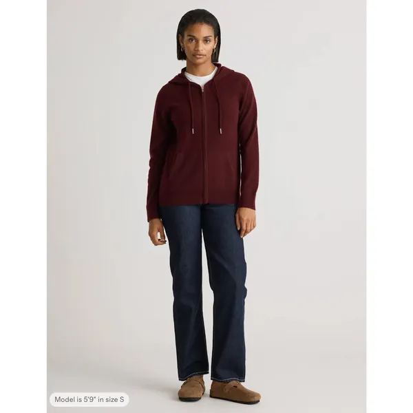 Quince Mongolian Cashmere Full Zip Hoodie Sweater Rich Burgundy Womens XS NWT - Image 3