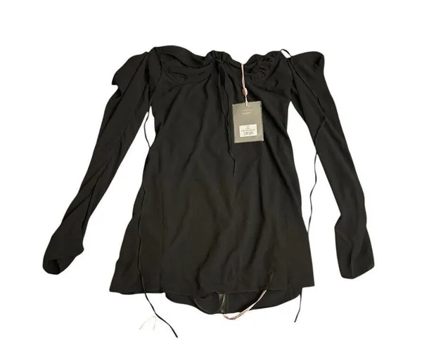 House Of CB Babydoll Georgette Halter Minidress Black Corset Size Large A/C New - Image 4