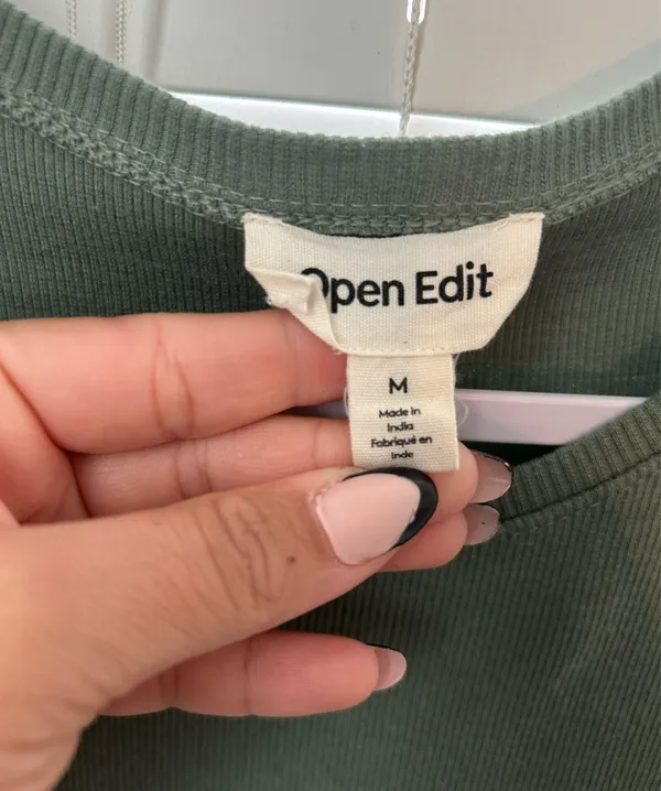 Basic olive green T-shirt dress - Image 2