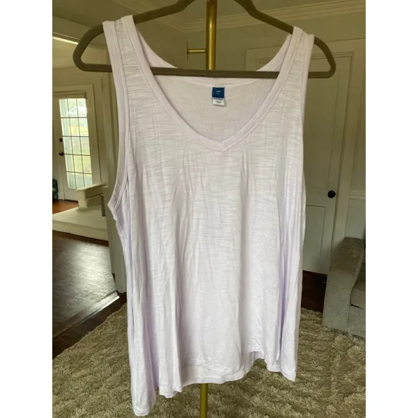 Old Navy Light Purple Luxe Sleeveless Tank Minimalist‎ Lightweight Lounge V Neck - Image 2