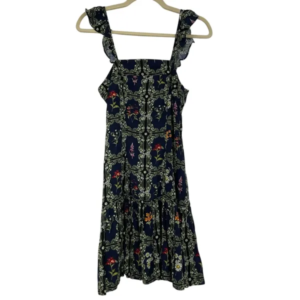Agua Bendita X Target Blue Ruffled Ditsy Floral Mini Dress XXS Tiered Boho - Image 2