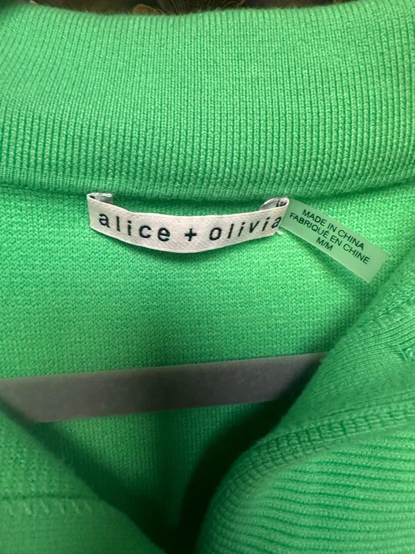 Alice + Olivia Ila Green Collared Knit Jacket Medium - Image 13