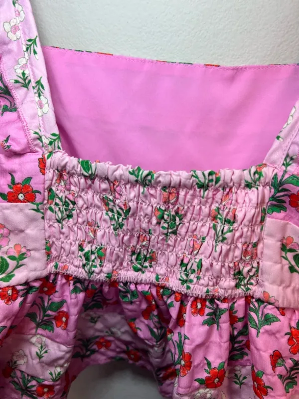 Altar'd State Floral Babydoll Tank Top Pink Red Tiered Ruffles Vacation Sz Large - Image 9