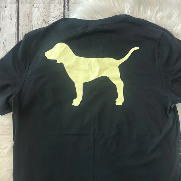 Pink By Victoria’s Secret Campus Crew Neck Signature Dog Tee Shirt Size Large - Image 2