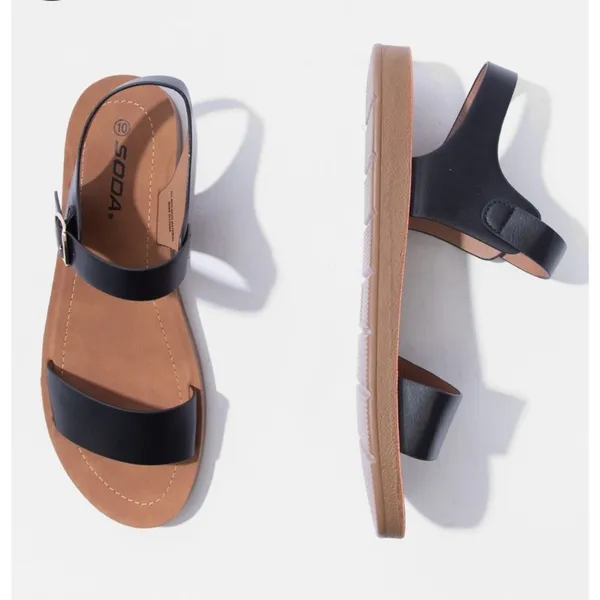 SODA Comfort Ankle Black Summer Spring Casual Strap Women's Sandals 7.5 - Image 2