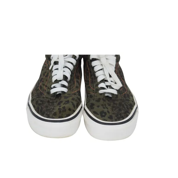 Vans Old Skool Leopard Print Sneakers Women's Size 8 Olive‎ Green - Image 2