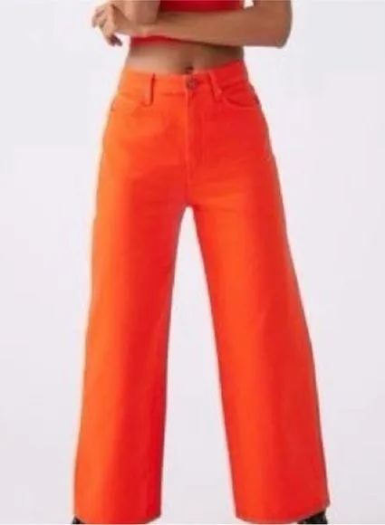 BDG High Rise Bright Orange Wide-Leg Jeans - Image 2