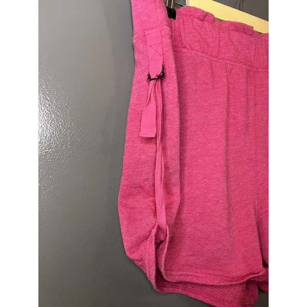 Free People Movement Sweat Shorts Womens Large Pink Terry Elastic Waist Strap - Image 2