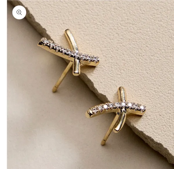 Gold Filled Curved Cross Stud Earrings | Faith Jewelry - Image 5
