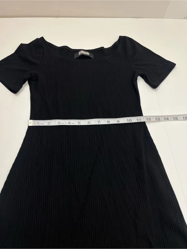 Reformation Classic Black Ribbed Short Sleeve Scoop-neck Dress Womens XS Stretch - Image 5