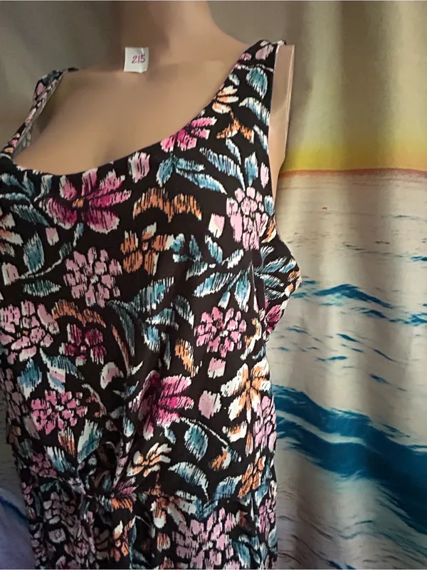 Emily Daniels Women’s Floral Maxi Sundress in Black Pink & Teal Flowers LG - Image 3