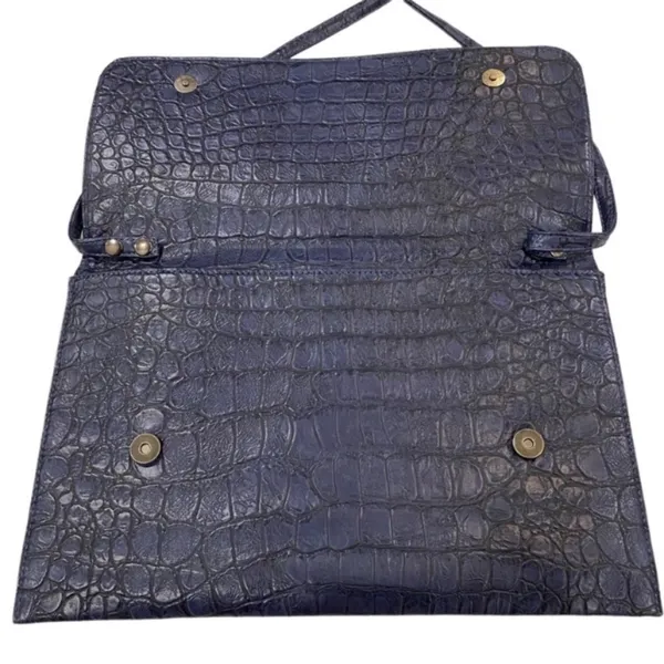 Brahmin Leather Envelope Bag Croc Detail Leather Crossbody Laptop Bag By Orange Caramel - Image 6