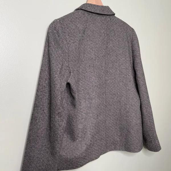 NWT Madewell Wool Crop Dorset Blazer Jacket Geo Herringbone Grey Size Medium - Image 8