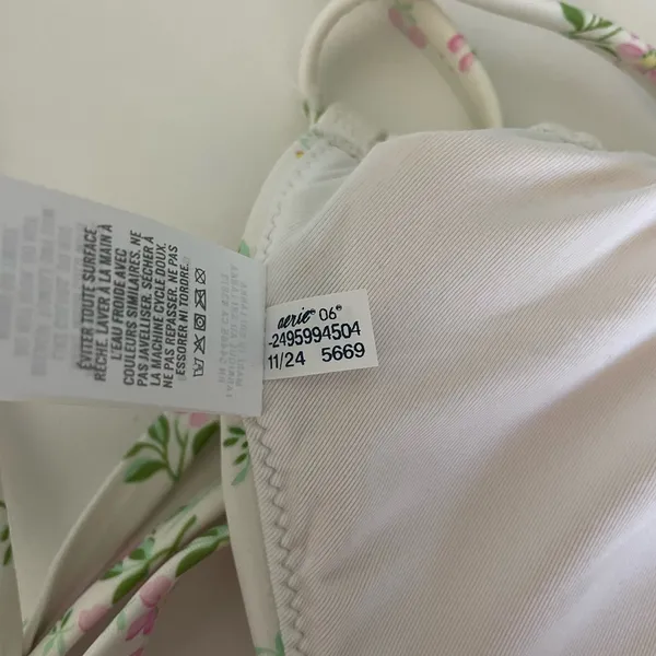 Aerie White Floral 2-Piece Swimsuit - Adjustable Tie-Side String Bikini - Image 9