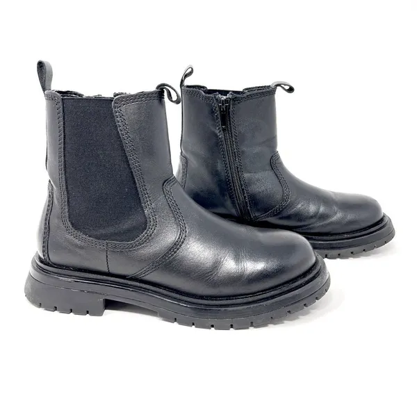 Zara Chelsea Black Leather Inside Zip Platform Lug Sole Ankle Boots EU 36 (US 6) - Image 10