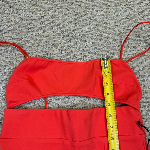 NWT Superdown Red Cutout Cocktail Midi Dress Spaghetti Strap Front Slit Size M - Image 6