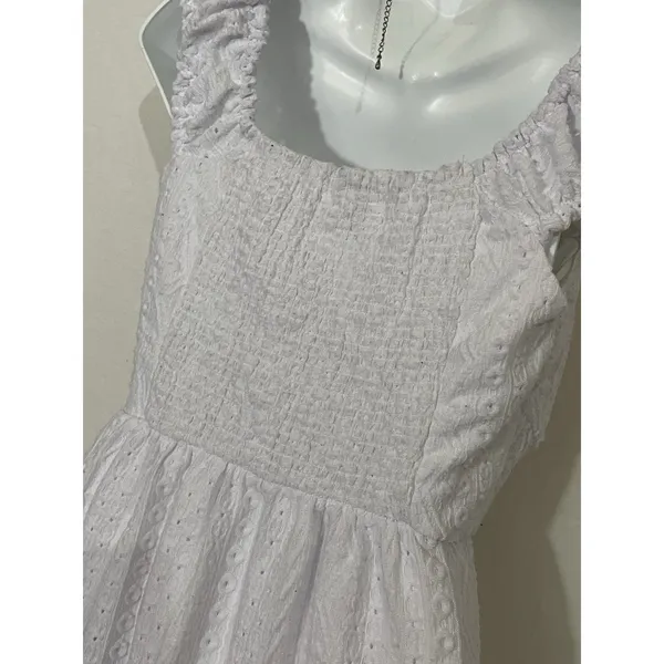 DEREK HEART White Eyelet Maxi Dress Lined. Padded. Size M Milk Maid Cottage Core - Image 5