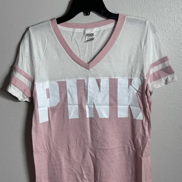 PINK Victoria’s Secret Women White/Pink Top Shirt Size Small.‎ - Image 2