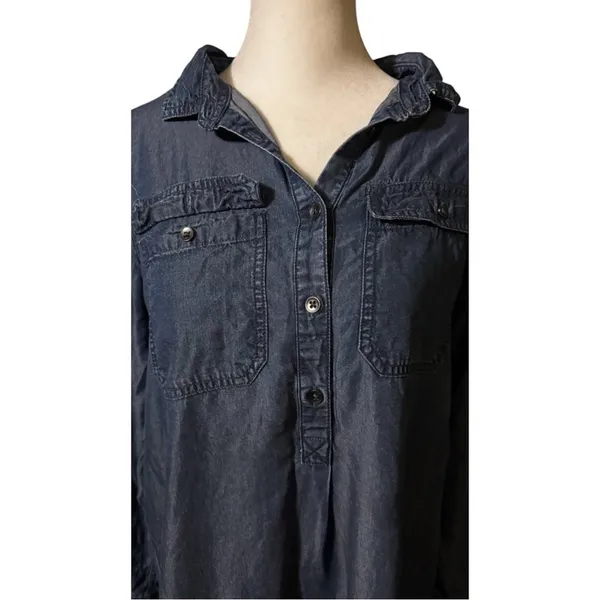 GAP Women’s Blue Chambray Button Detail Denim Shirt Dress Sz M - Image 5