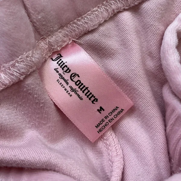 Juicy Couture Pink Velour Rhinestone Logo Lounge Set Top & Joggers Medium - Image 6