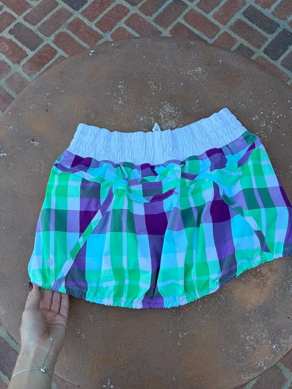 Y2K rare Lululemon green & purple plaid mini tennis skirt sz 10 #plaid #athletic - Image 6