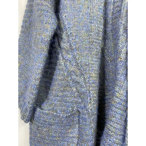 World Market Women Open Cardigan Sweater One Size Blue Gray Wool Blend Lagenlook - Image 4