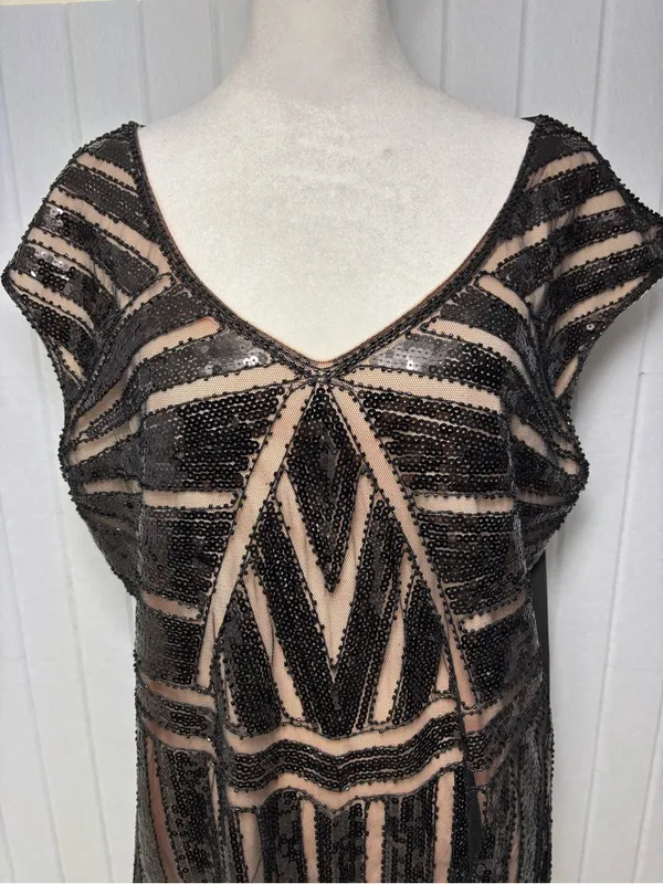Metme Black Sequin V-Neck Evening Top‎ Size XXL - Image 2