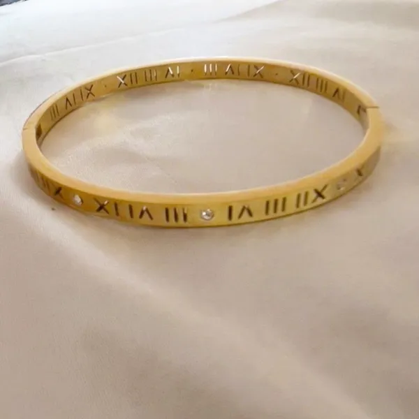 18K Gold Plated Cubic Zirconia Bangle Bracelet Titanium steel womens jewelry - Image 4