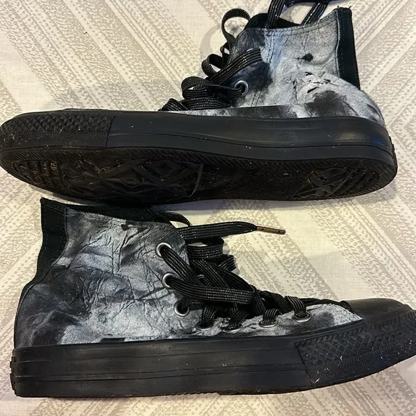 Converse Women’s Custom Black & White High Top Sneakers - Image 4