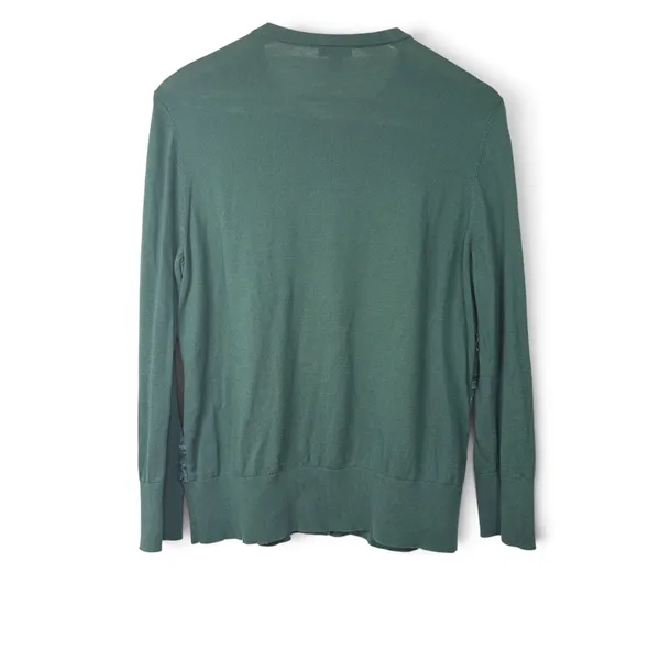 Ann Taylor Factory Teal Green Floral Embroidered Mesh Cardigan Sweater Large - Image 2