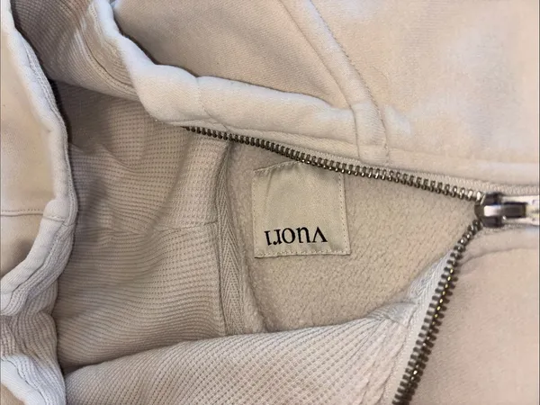 Vuori Cream Zip Hoodie with Minimal Logo - Image 3