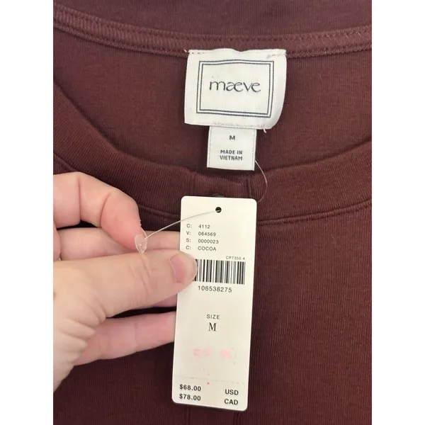 NWT Anthropologie Maeve Burgundy Cotton Blend Fitted Knit Cardigan M - Image 4