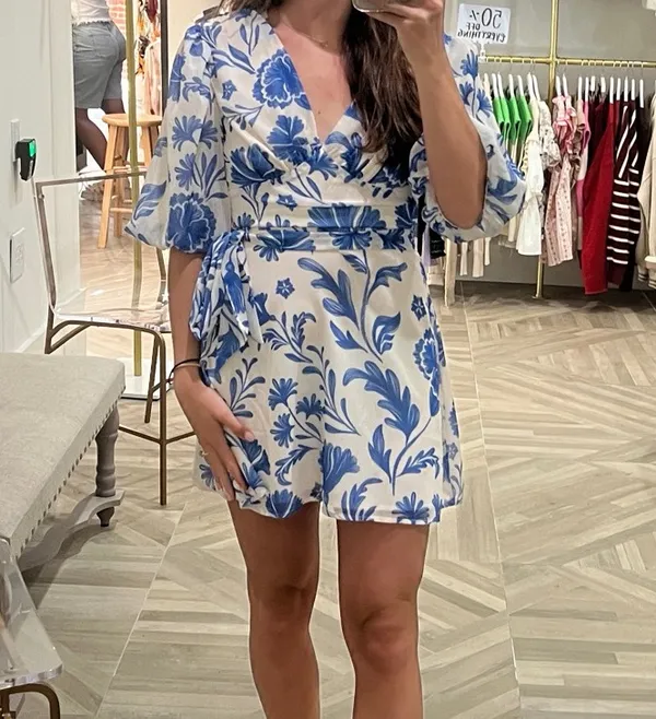 Boutique Blue and White Floral Dress - Image 4