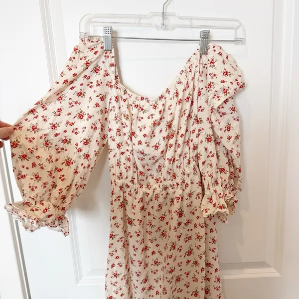 Reformation Karly Midi Dress XS Cottagecore Floral Milkmaid Romantic Puff Sleeve - Image 2