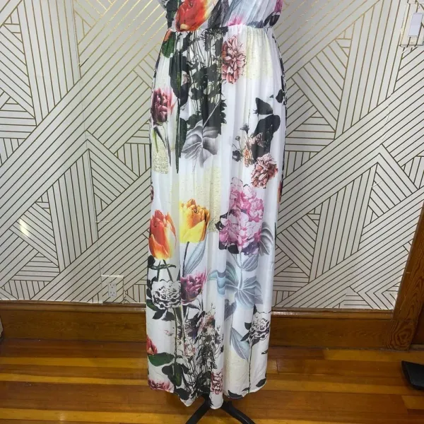 ASOS Floral One Shoulder Maxi Dress‎ in White Size 2 - Image 7