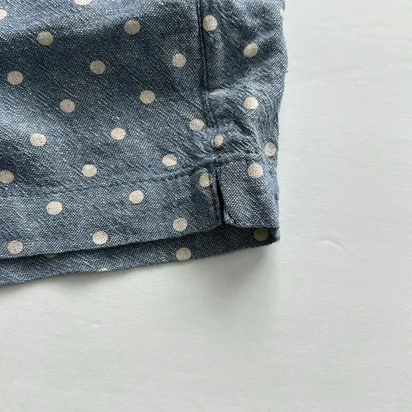 Old Navy Blue Polka Dot Linen Mid Rise Shorts Sz‎ 2 - Image 6