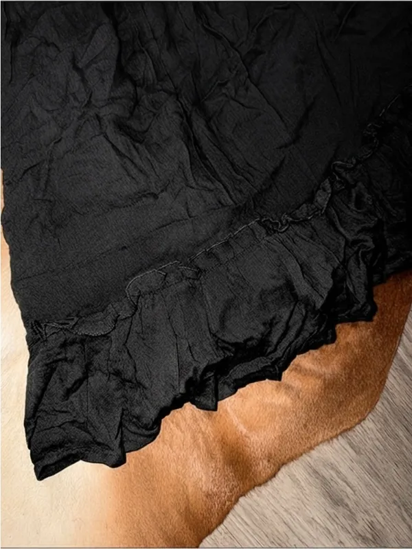 Papermoon Black Boho Halter Dress Size Medium NWT Crochet Ruffle - Image 4