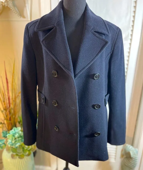 St Johns Bay Women’s Wool Pea Coat in Dark Navy - Image 5
